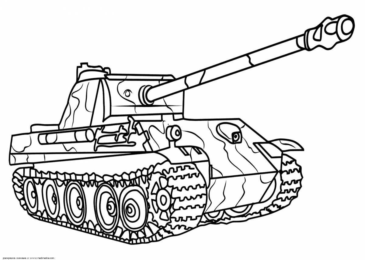 Раскраска симпатичный танк с принтом
