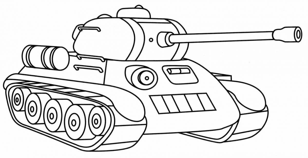 Раскраска танк с милым принтом
