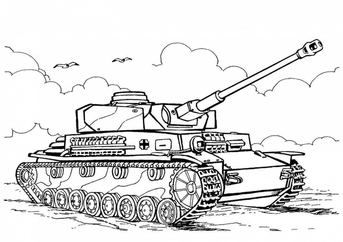 Раскраска элегантный танк с принтом