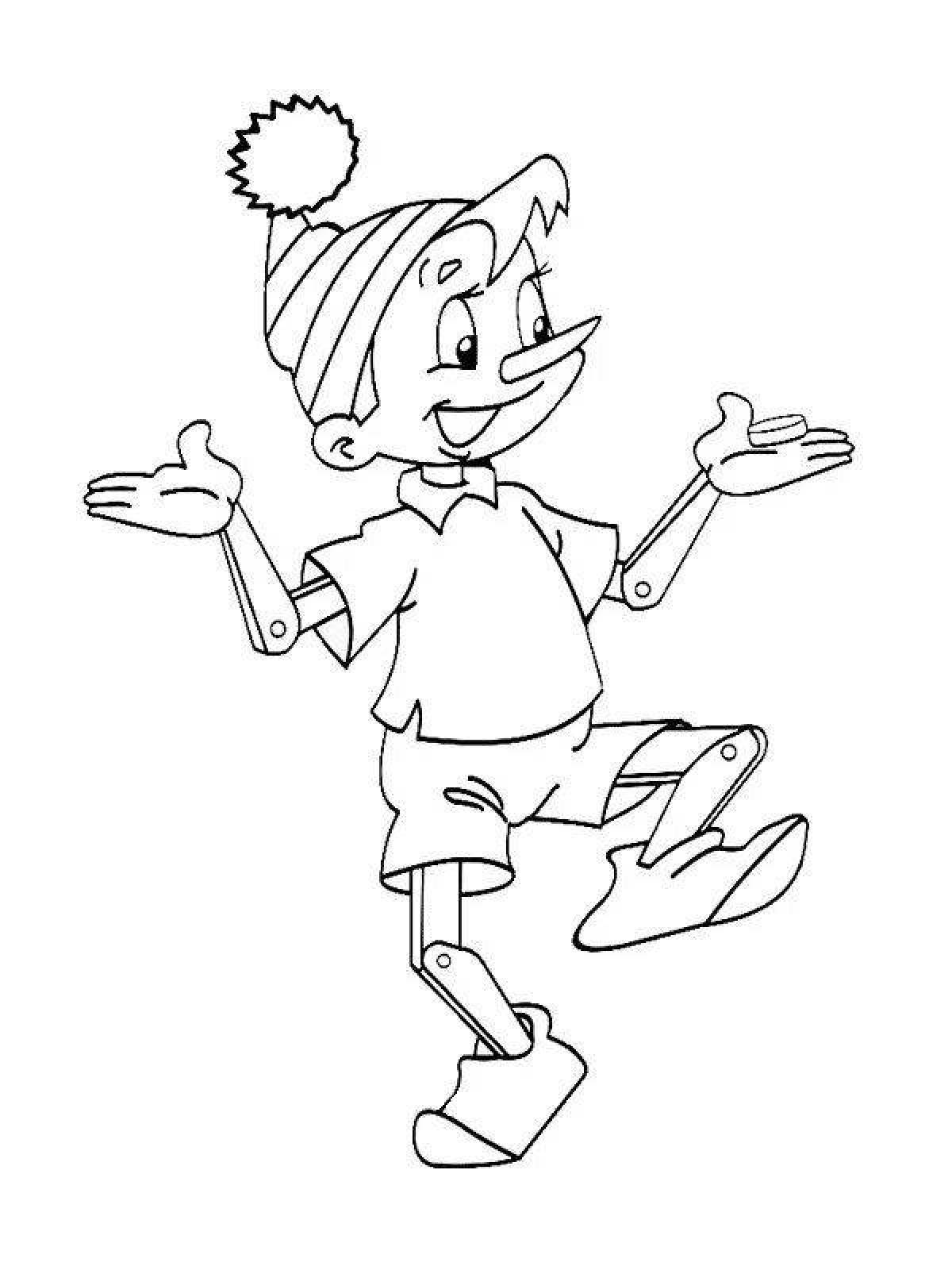 Colorful pinocchio coloring page