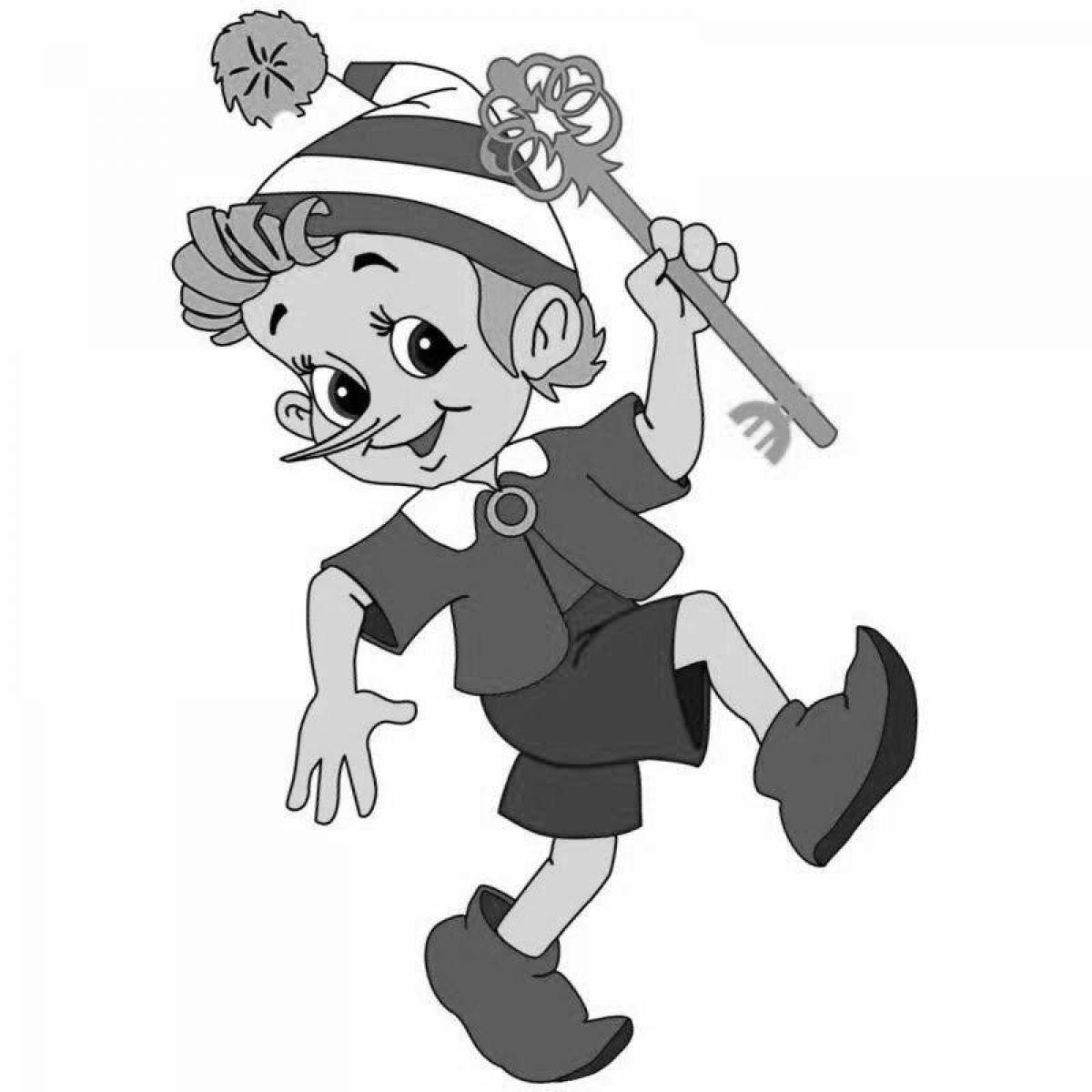 Coloring page playful pinocchio
