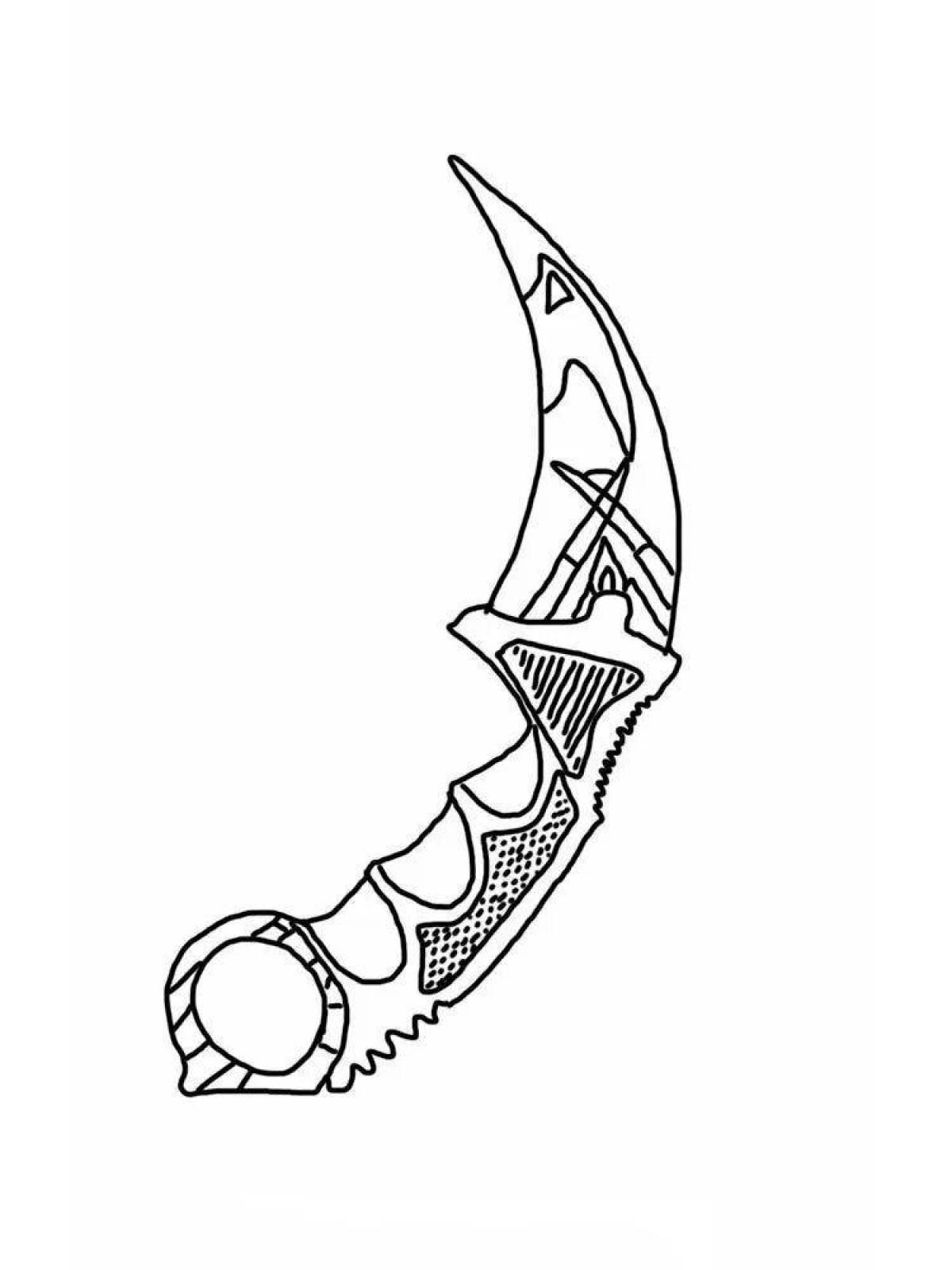 Colorful karambit knife coloring page