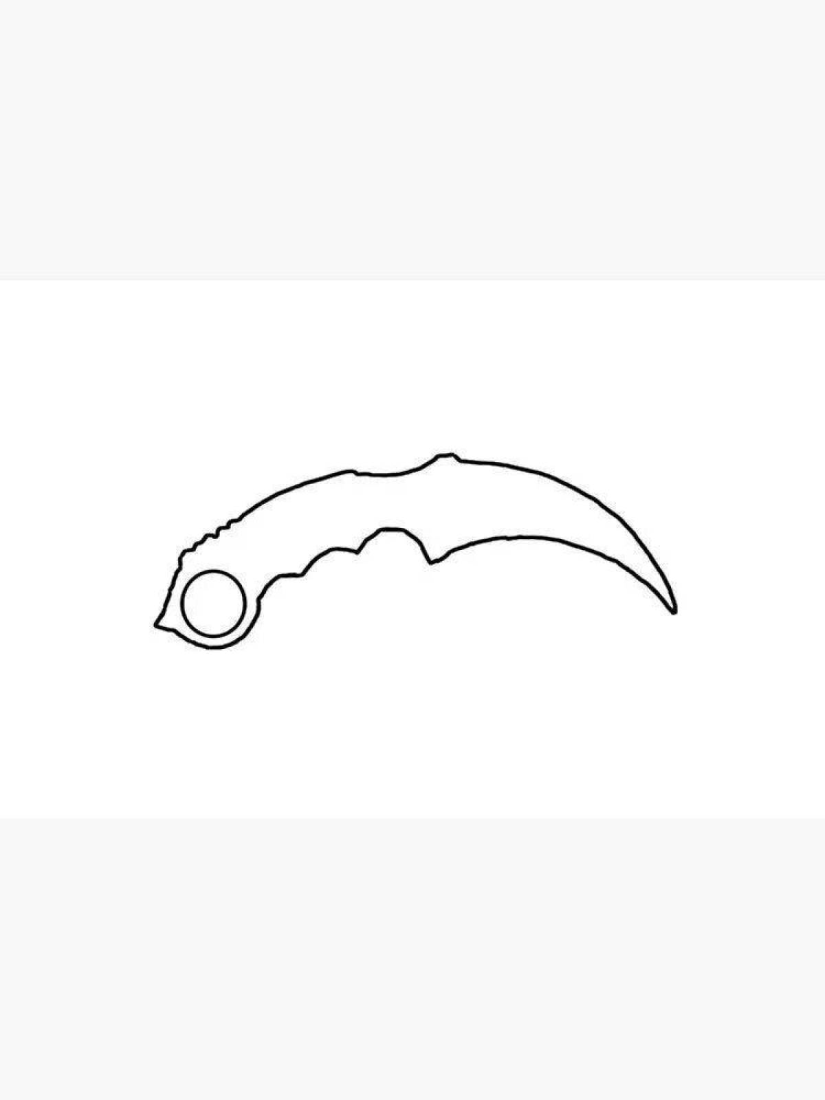 Exquisite karambit knife coloring page