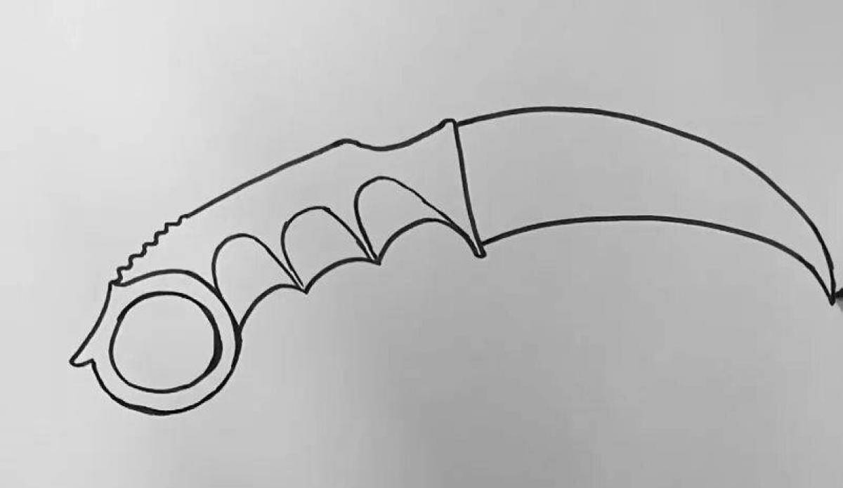 Exquisite karambit knife coloring page