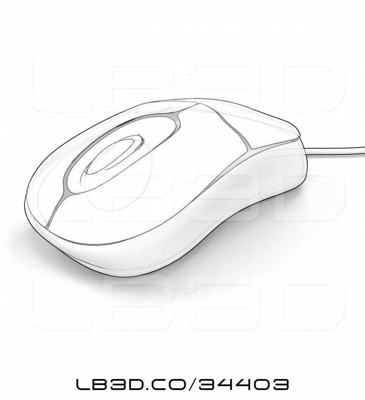 Coloring book funny computer mouse
