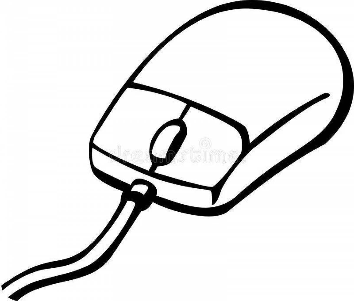 Playful computer mouse coloring page