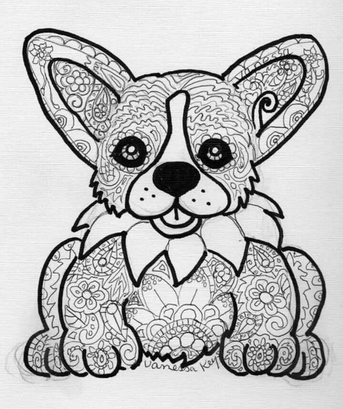 Photo Fun anti-stress corgi coloring book
