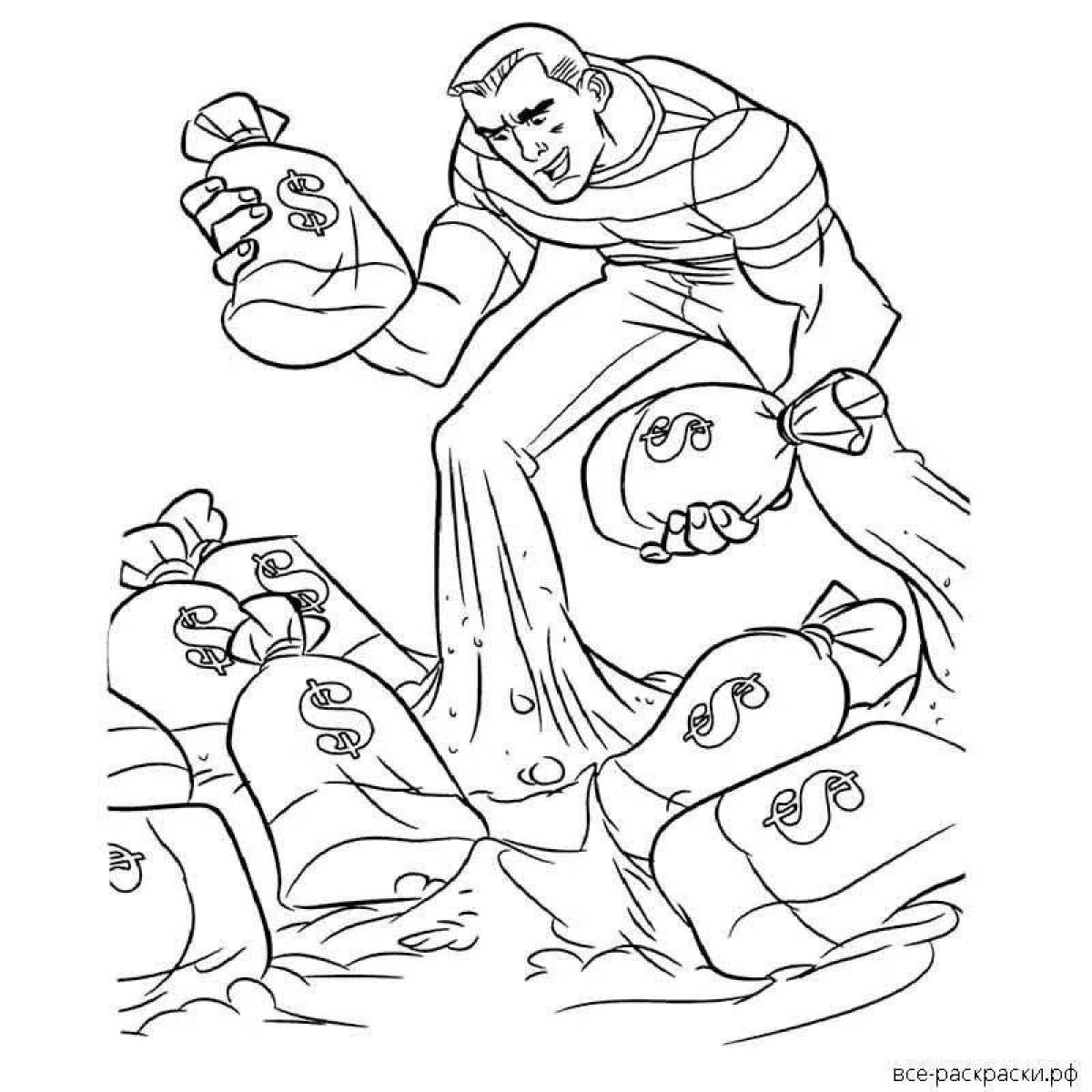 Coloring page of a playful man with sand