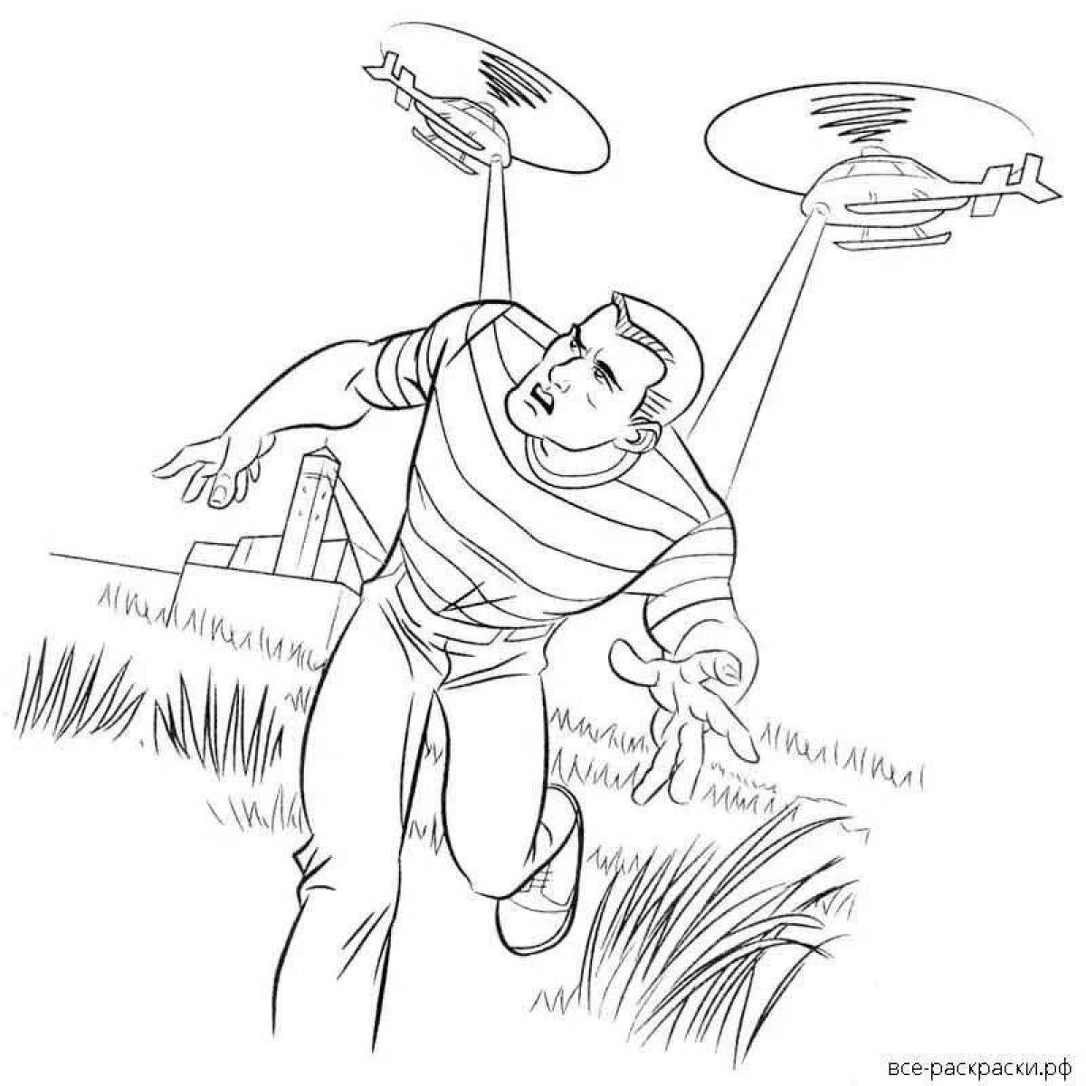Glowing sand man coloring page