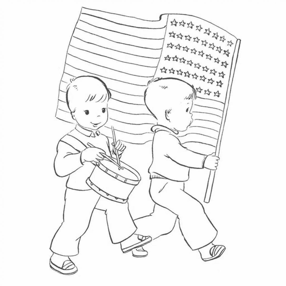 Colorful patriotic education coloring page