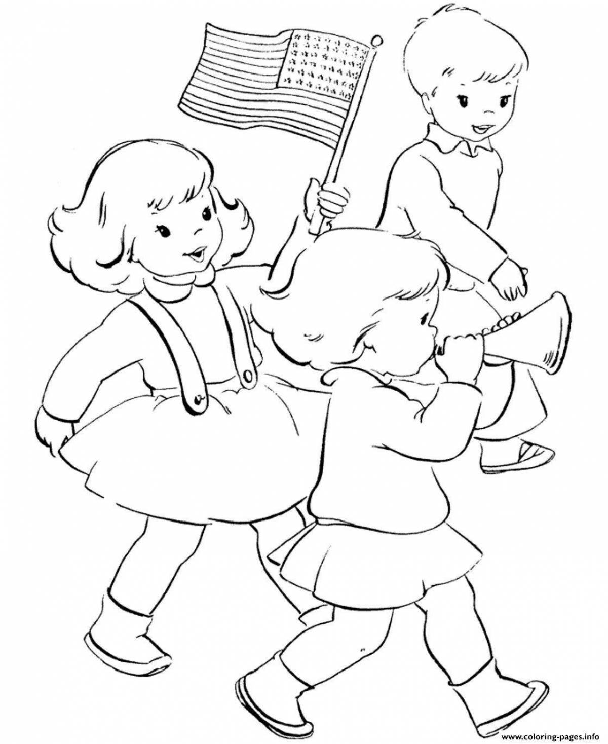 Coloring page inviting patriotic education