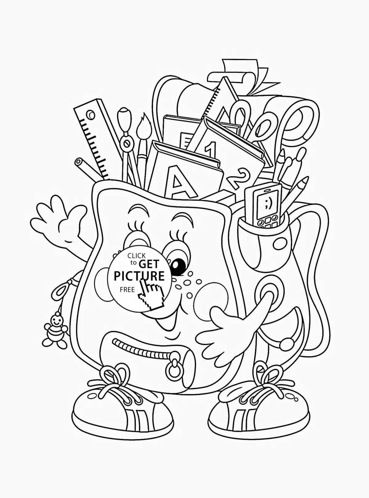 Playful school building coloring page