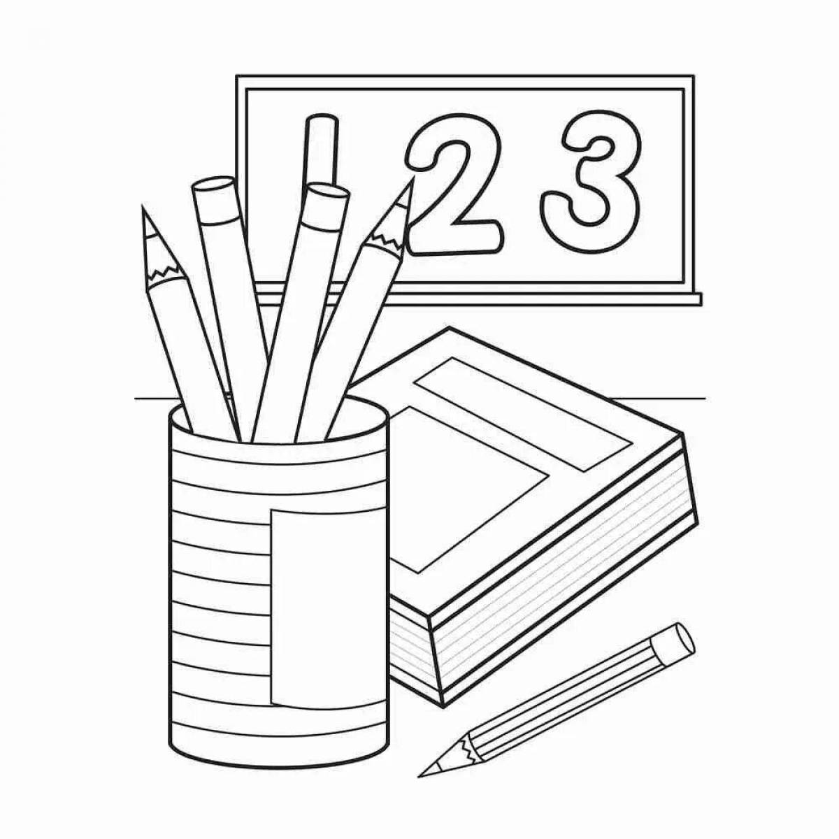 Coloring page of the school building