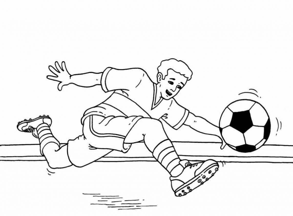 Violent soccer player with a ball