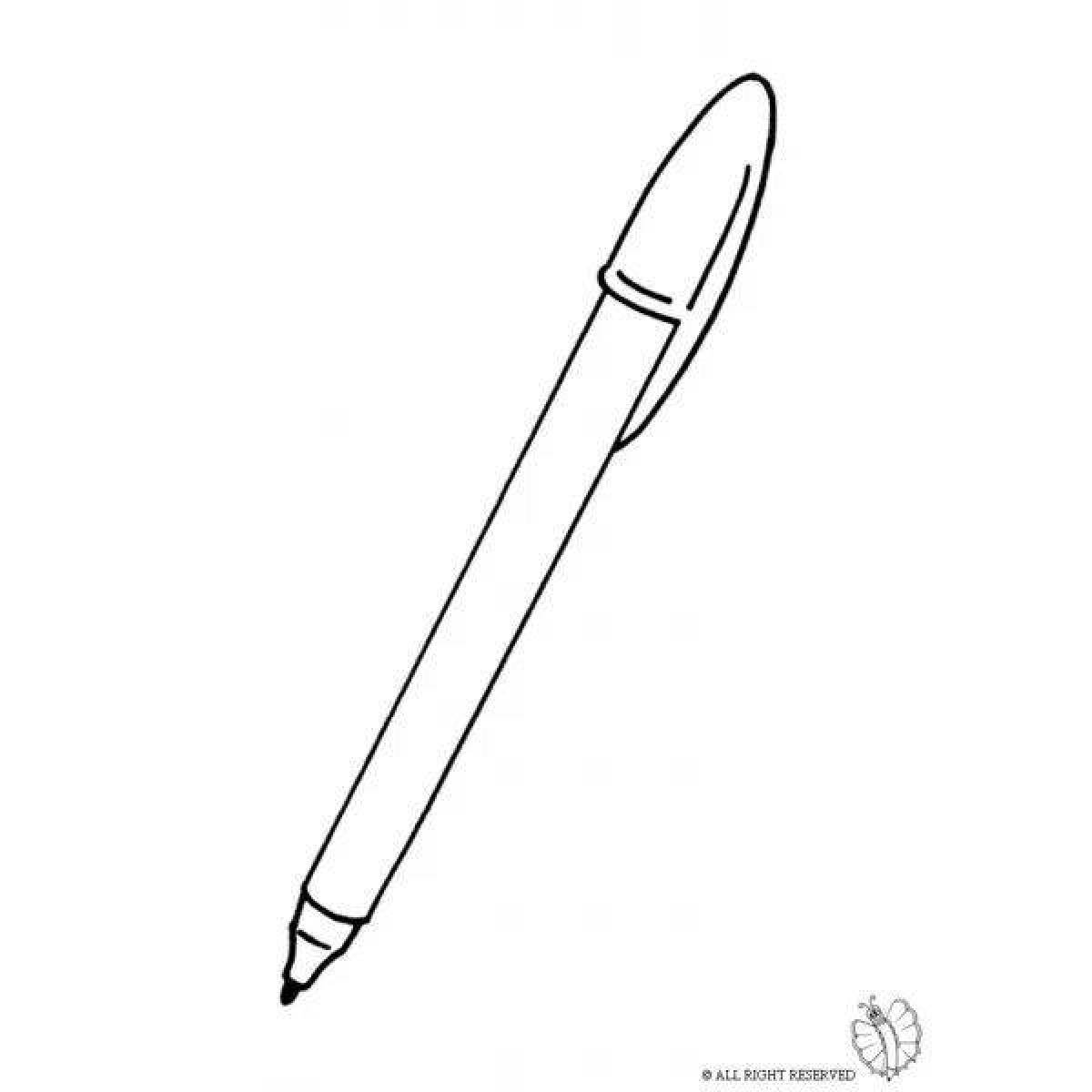 Tempting coloring page with ballpoint pen