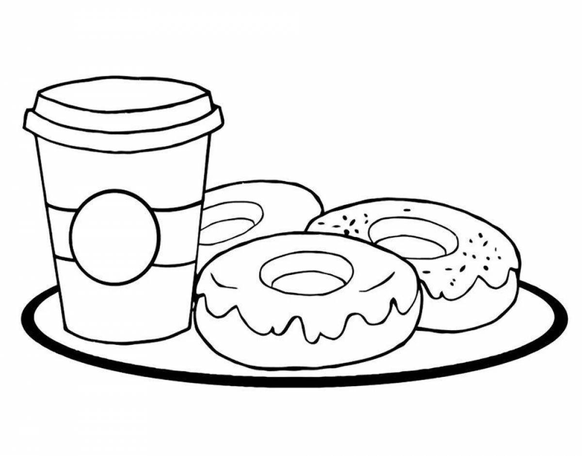 Delicious donut coloring page