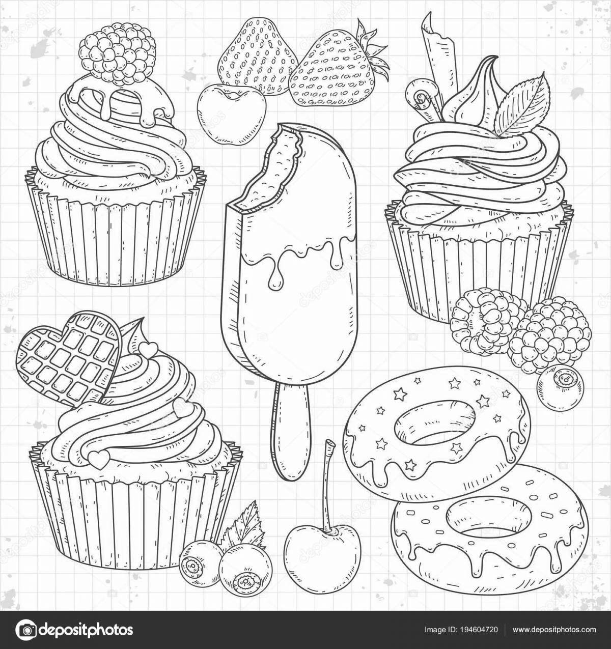 Tempting sweets coloring page