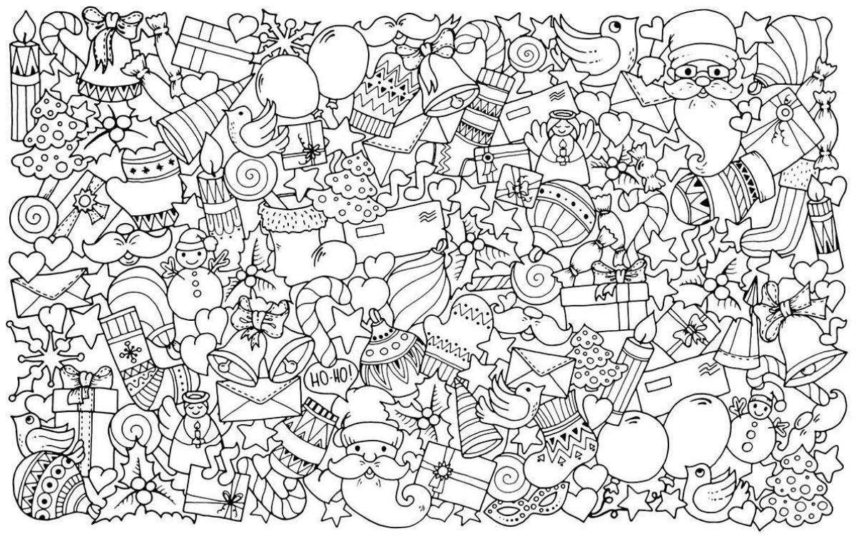 A fascinating coloring book with many elements