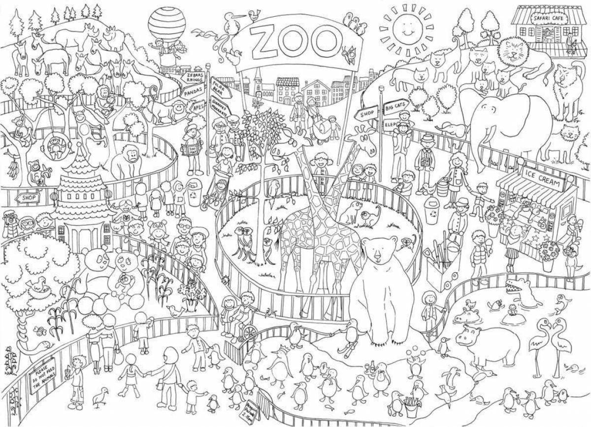 Attractive coloring page with many elements