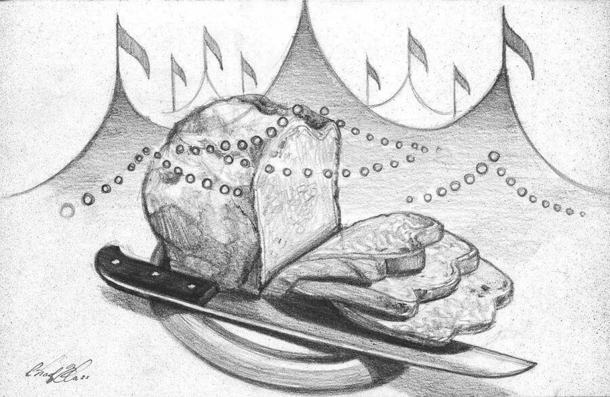 Attractive drawing of blockade bread