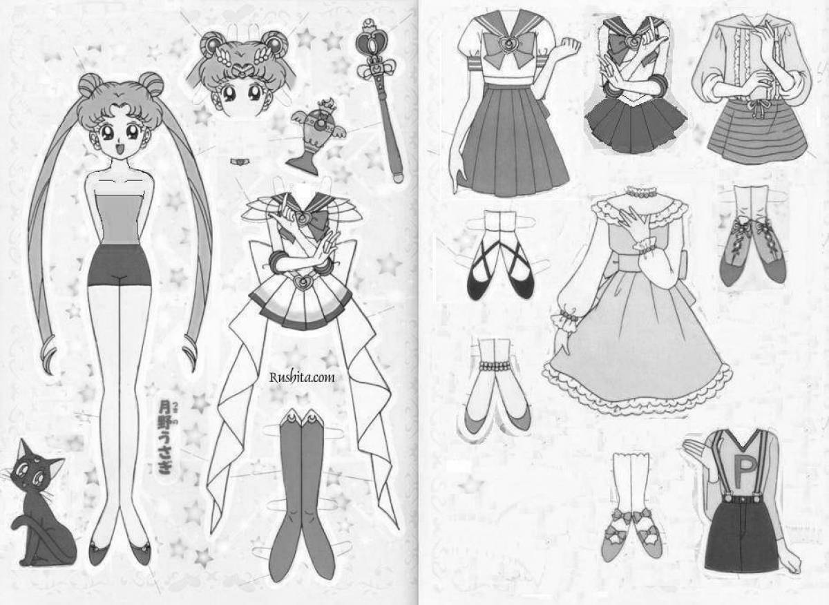 Fun anime coloring book with clothes