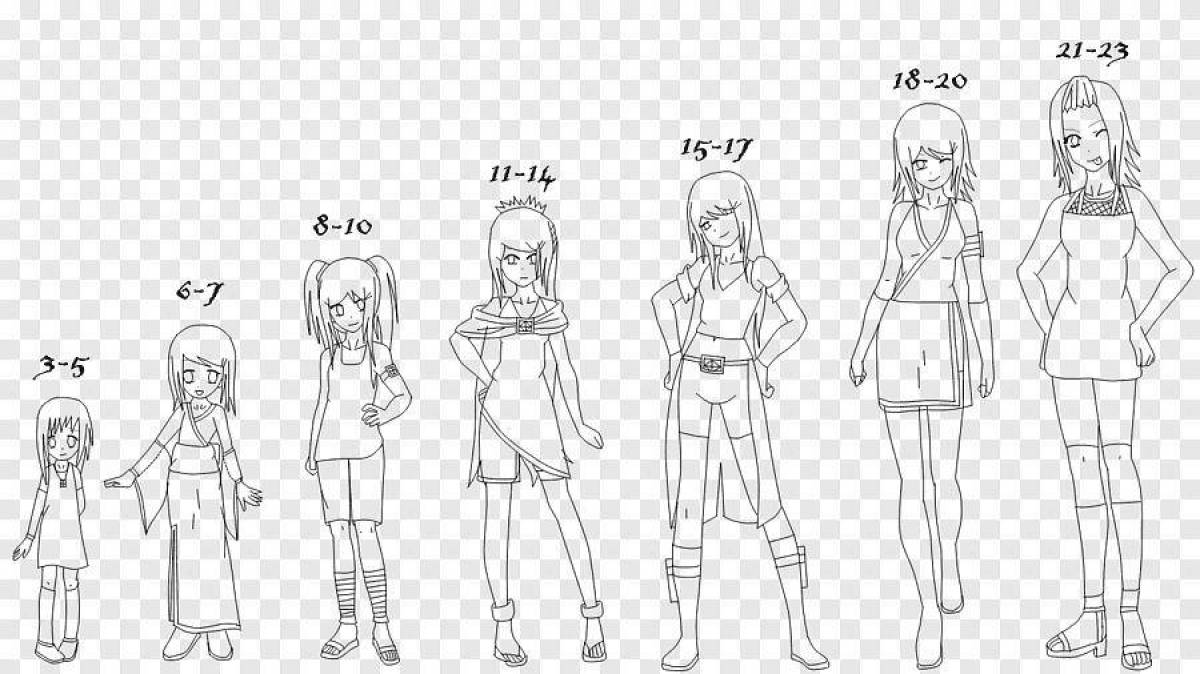 Delightful anime coloring book with clothes