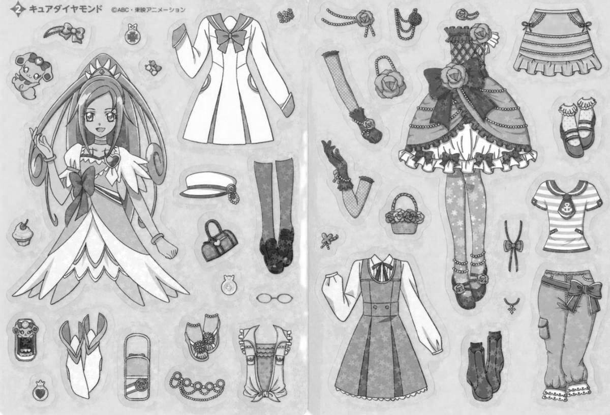 Creative anime coloring book with clothes