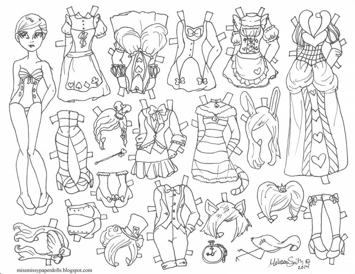 Funny anime coloring book with clothes