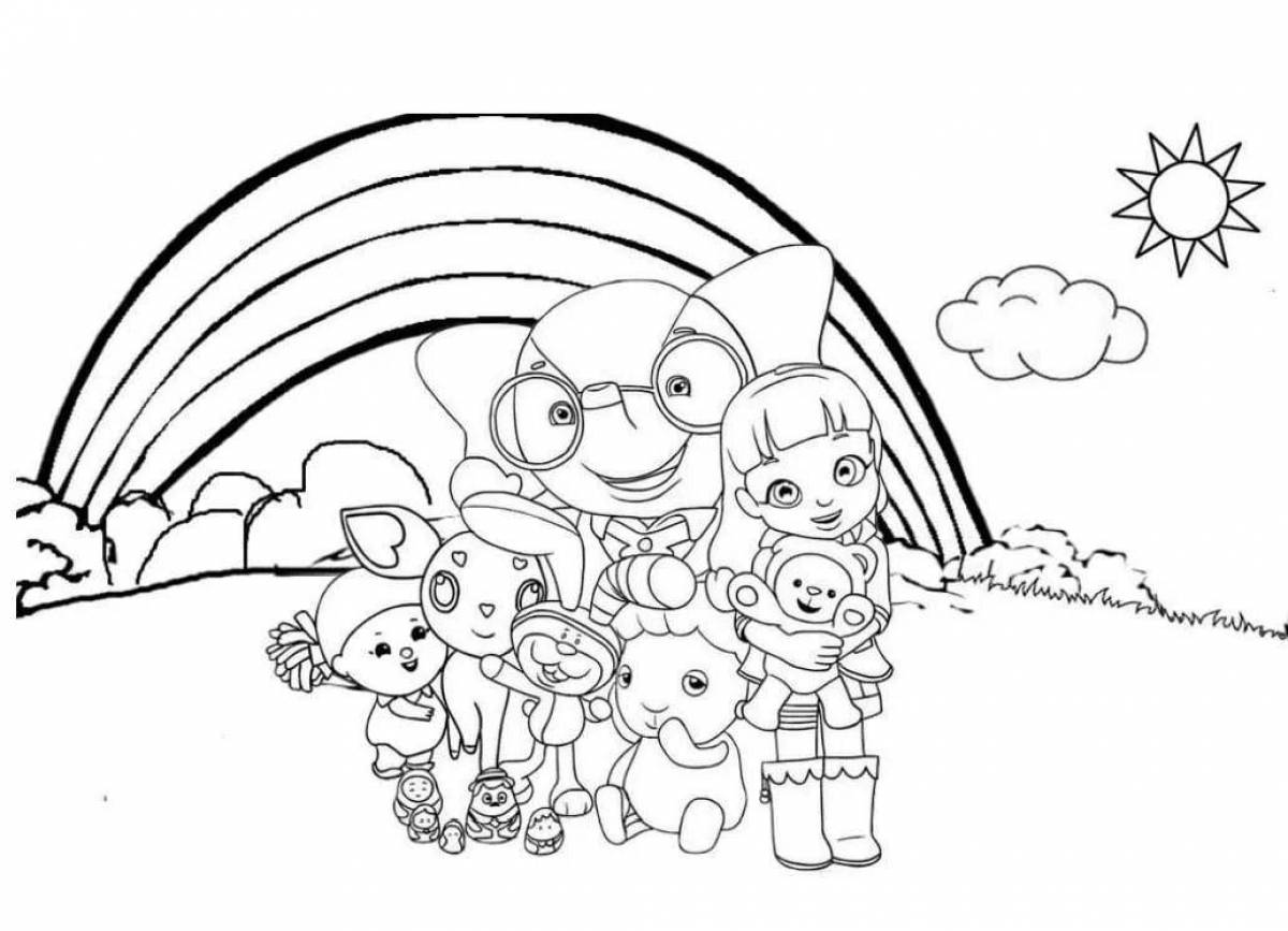 Glitzy coloring page black rainbow friend