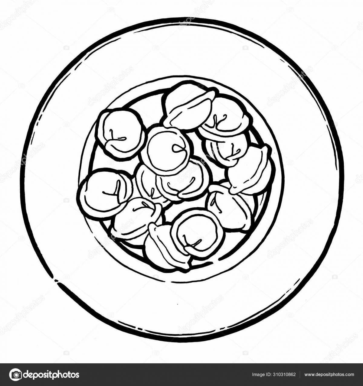 Filling dumplings in a bowl