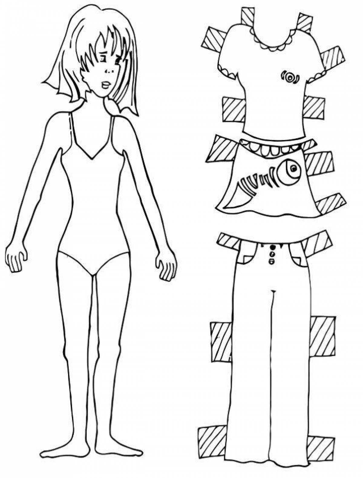 Live coloring girl in a bathing suit