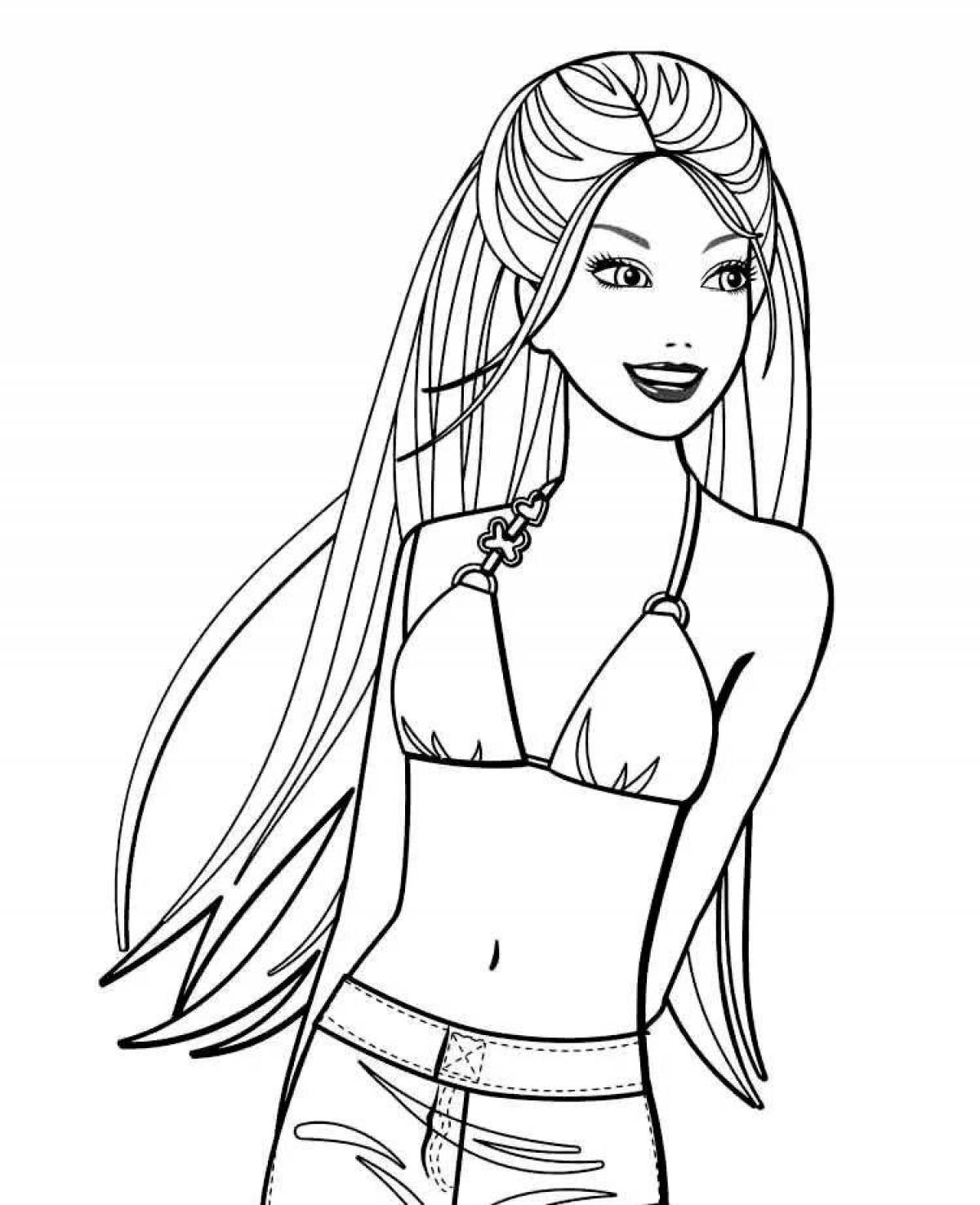 Exciting coloring of a girl in a bathing suit