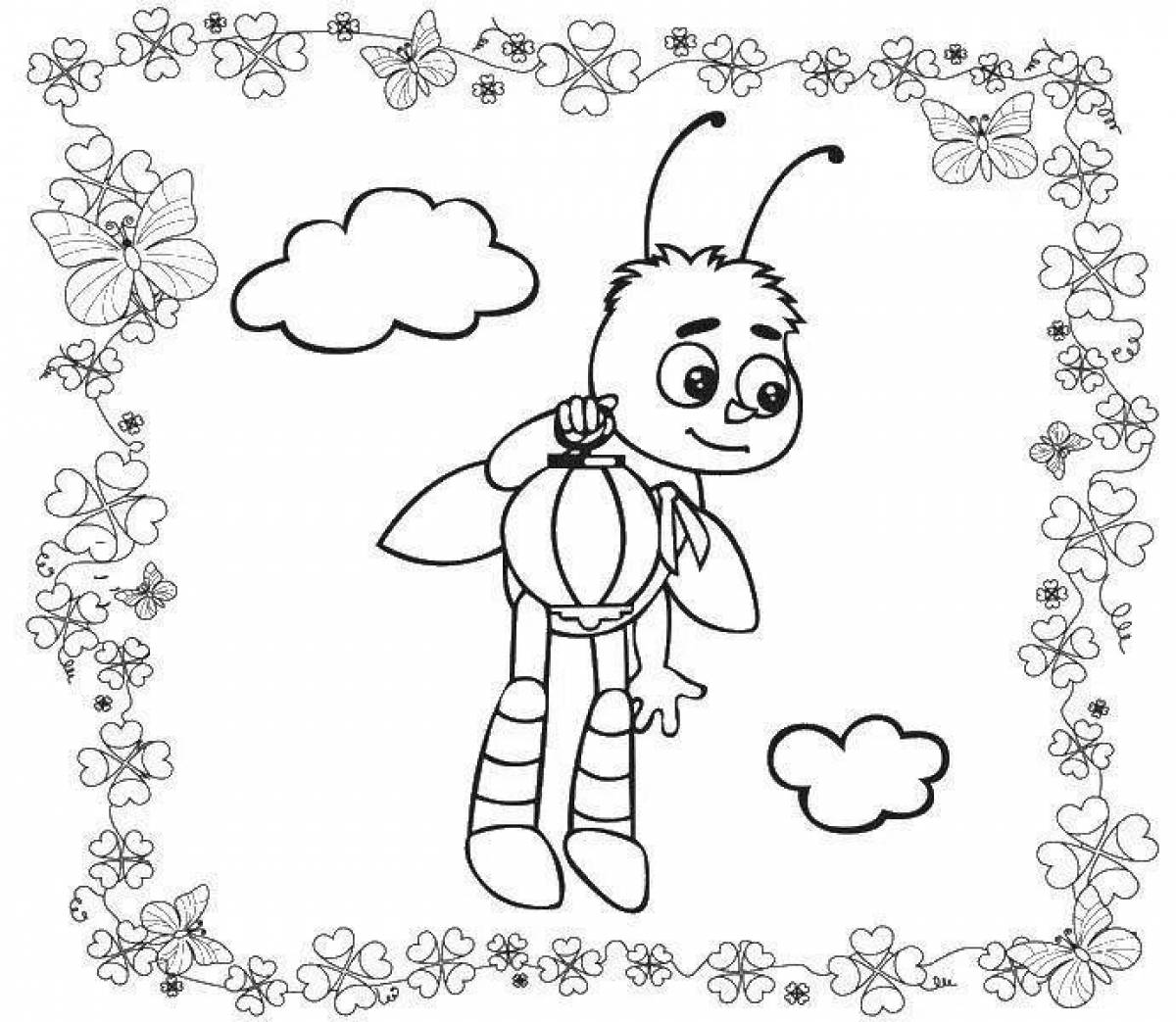 Charming coloring bee from Luntik