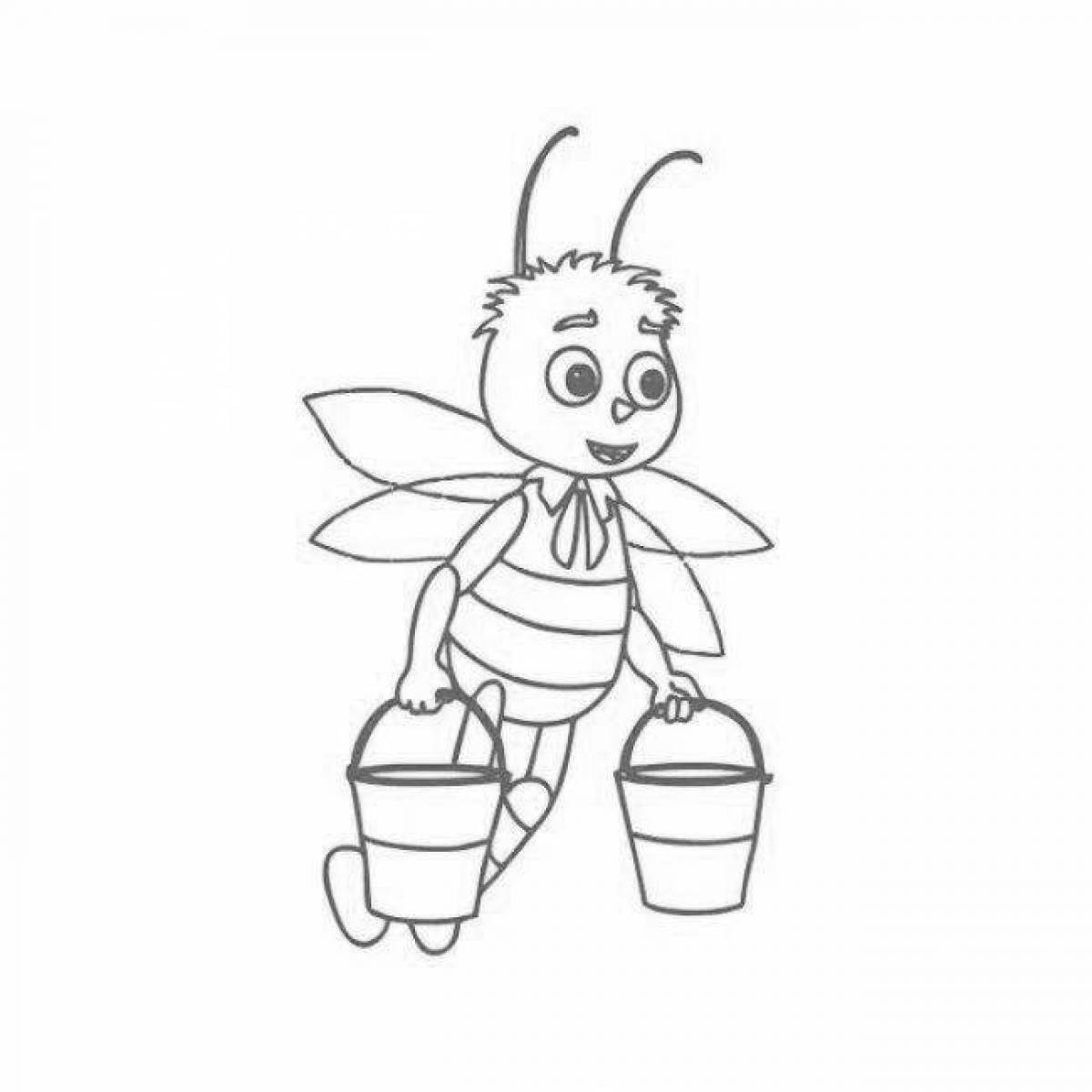 Лучистая раскраска пчела от лунтика