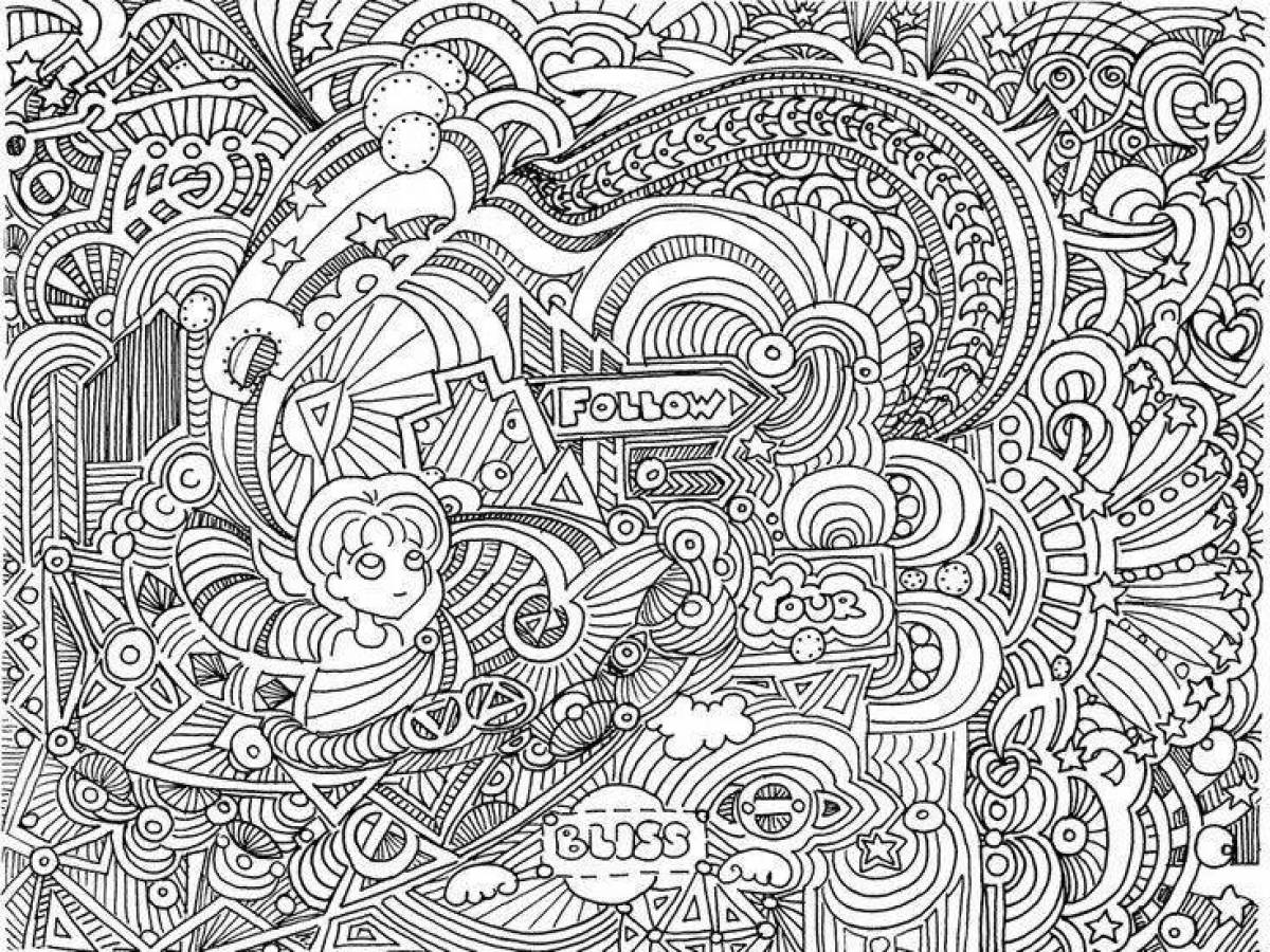 Detailed gel pen coloring page