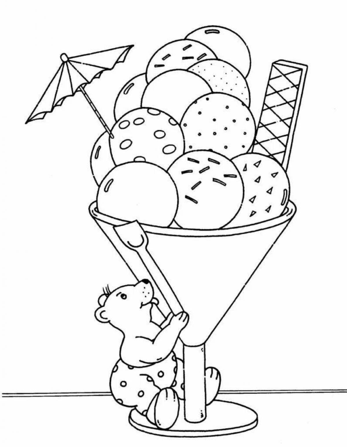 Playful ice cream for girls coloring page