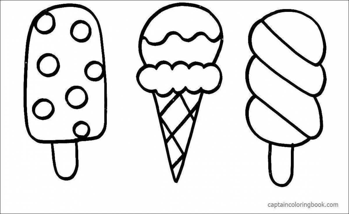 Colouring girl ice cream filled with colors