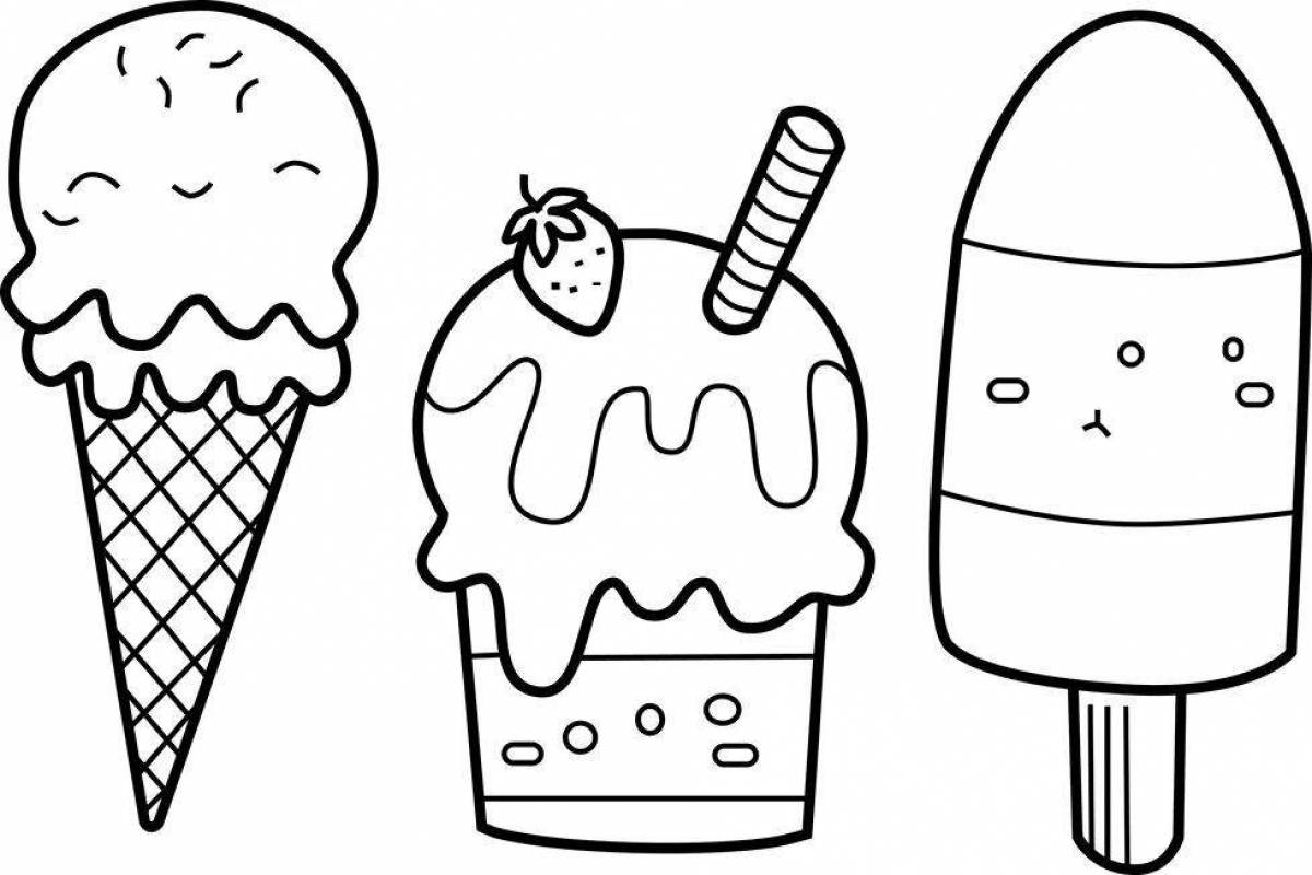 Color-explosion girls ice cream coloring page