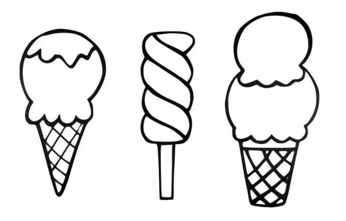 Color-crazy girls ice cream coloring page