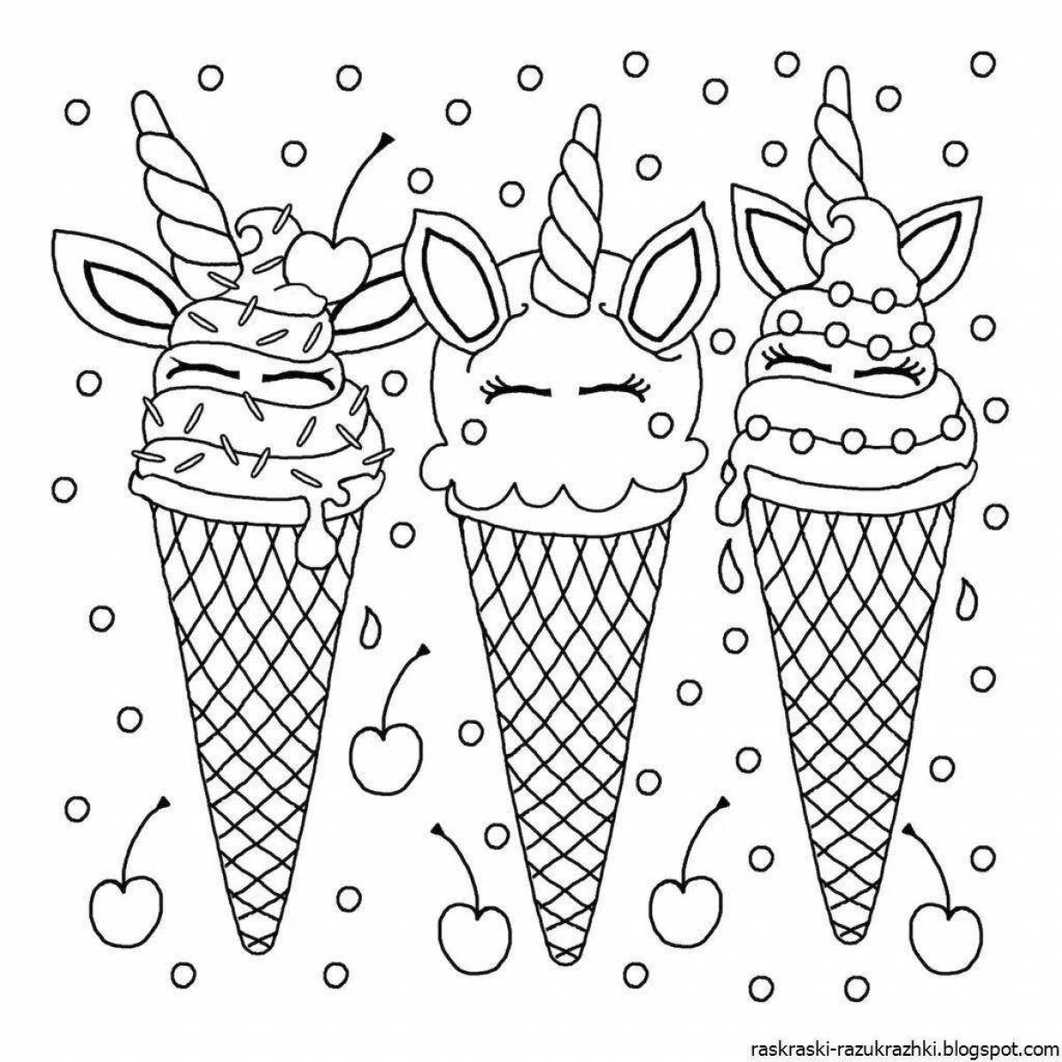Color-laden girls ice cream coloring page