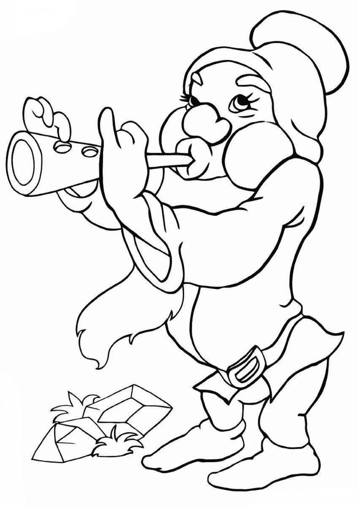Playful flute and jug coloring page