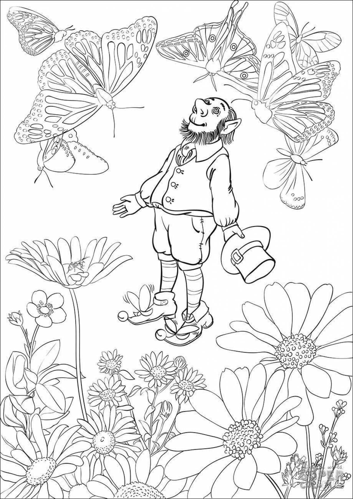 Coloring page charming flute and jug