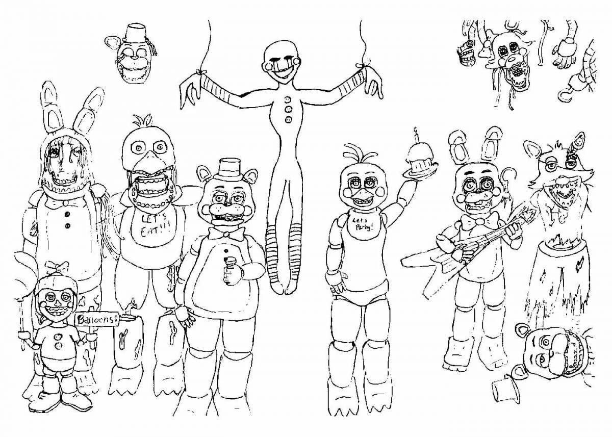 Exquisite fnaf all animatronics coloring