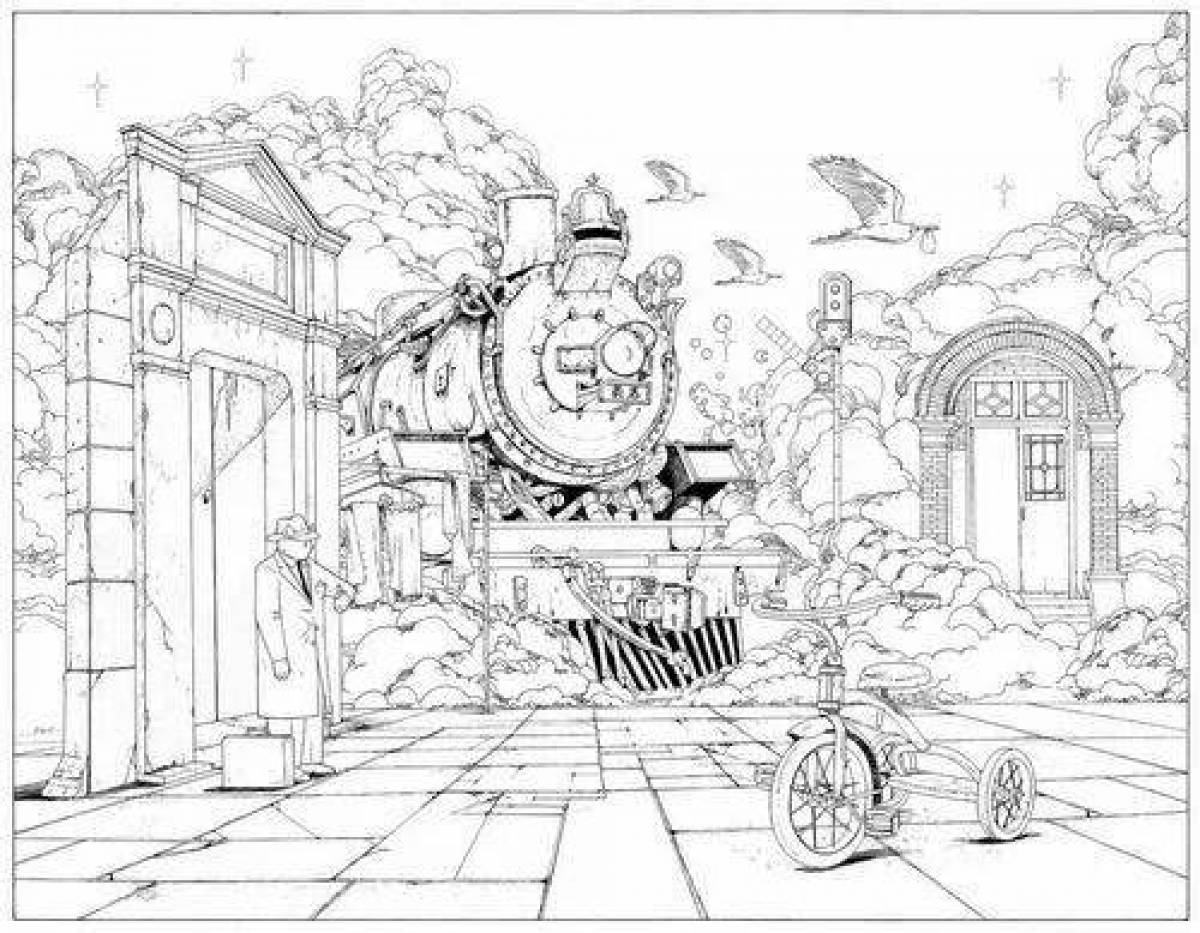 Radiant time travel coloring page
