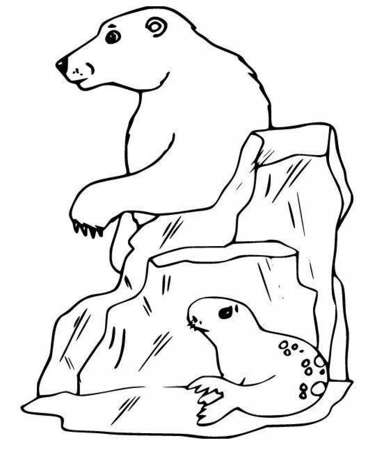 Раскраска дружелюбный медведь на севере