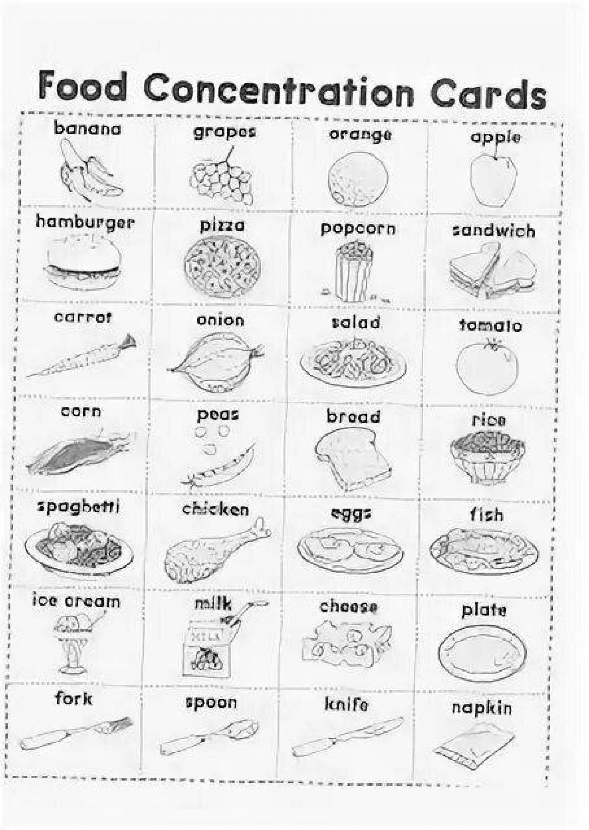 картинки еда на английском языке для детей