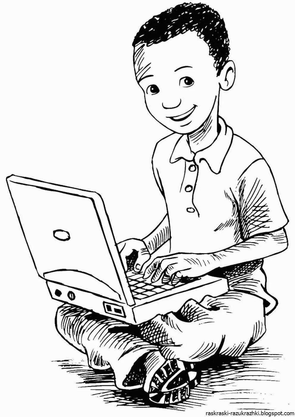 Компьютер рисунок. Компьютер раскраска для детей. Компьютер рисунок для детей. Компьютер детский рисунок. Юный информатик 3 класс