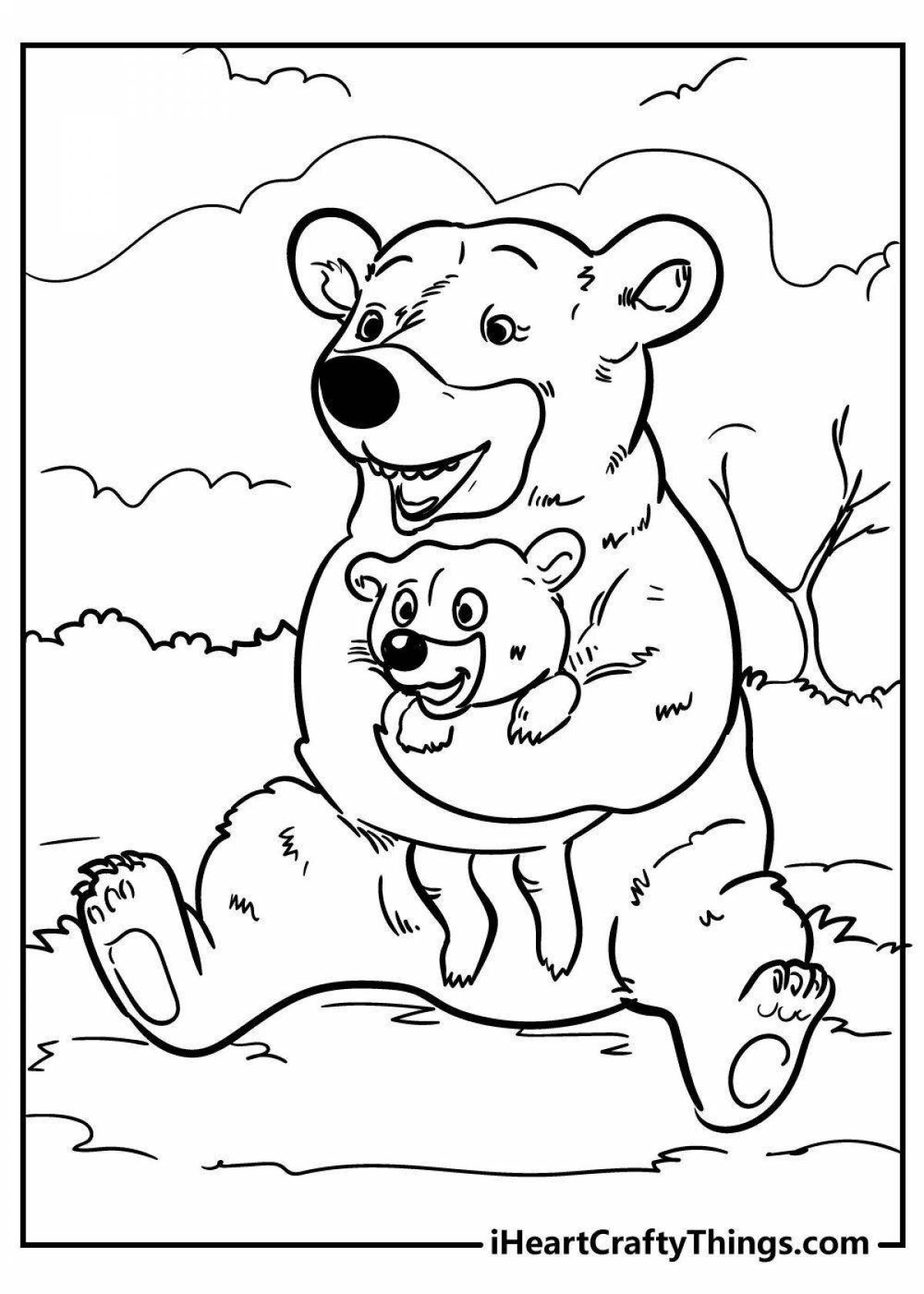 Coloring book bright bear in the north