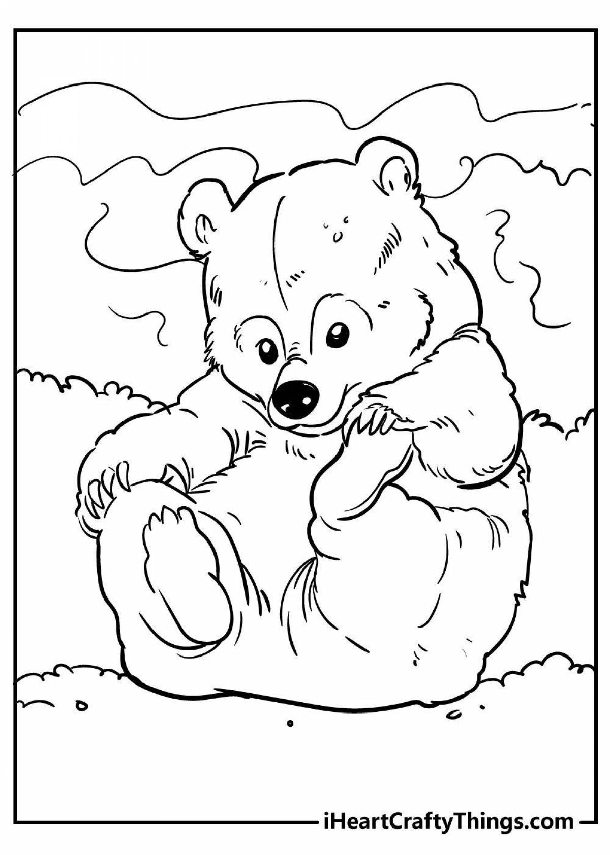Coloring book hugging bear in the north