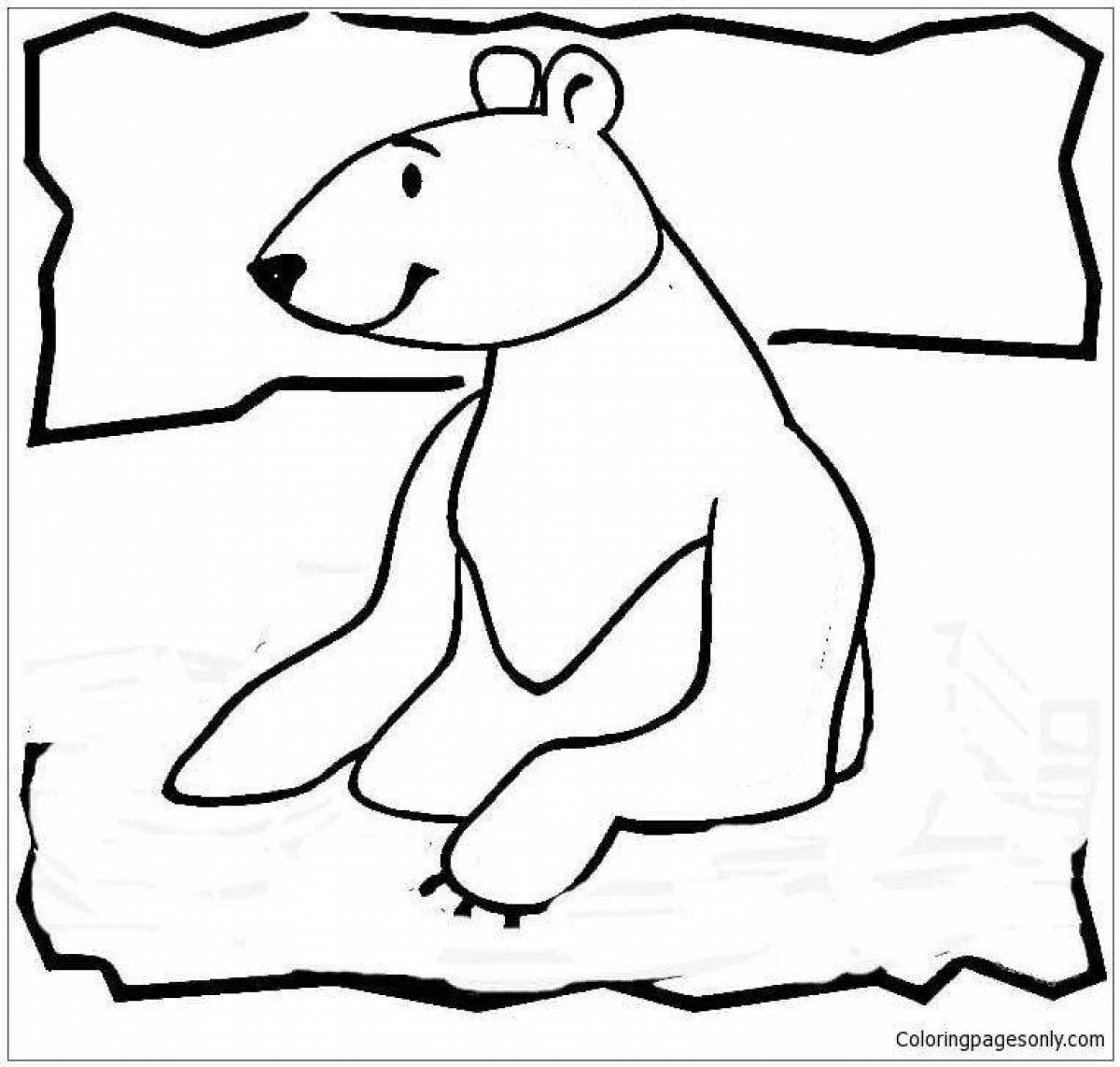 Coloring book glowing bear in the north